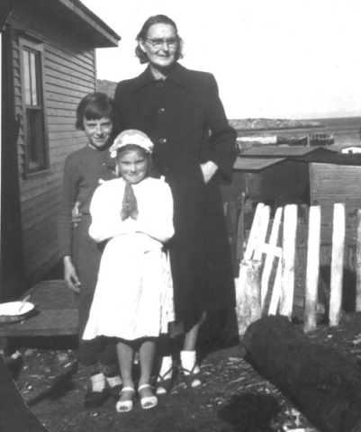 407: Loretta and Mary Barry, with their mother Anne (Dollimont) Barry. (1958) [courtesy of Mary (Barry) Bruce]  - Anne Dollimont married Thomas Barry
